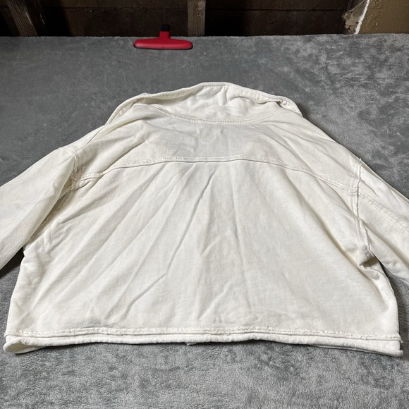 Free People FP Womens Travel‎ Saturday Crop Shirt Jacket Shacket Size M Ivory - Picture 7 of 9